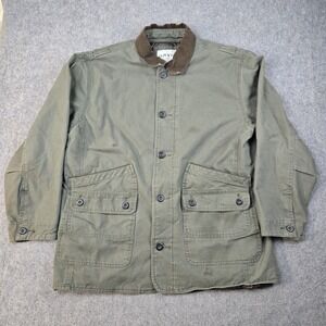 Orvis Barn Coat Mens XL Green Chore Jacket Corduroy Collar Workwear Button
